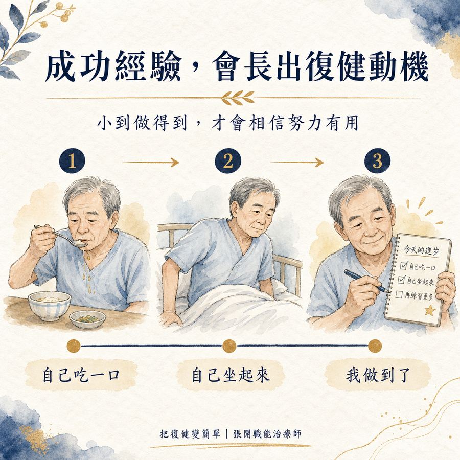【中風復健】為什麼他都不想復健?〡中風患者沒有復健動機怎麼辦? 5 成功經驗會長出復健動機,從自己吃一口到自己坐起來