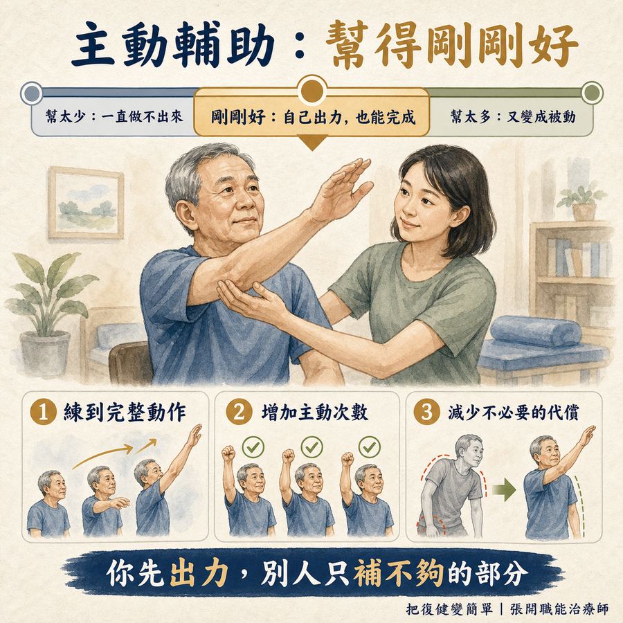 【中風復健】主動運動還是被動運動?〡4 種練法一次看懂 7 主動輔助運動的適當協助量與三個好處