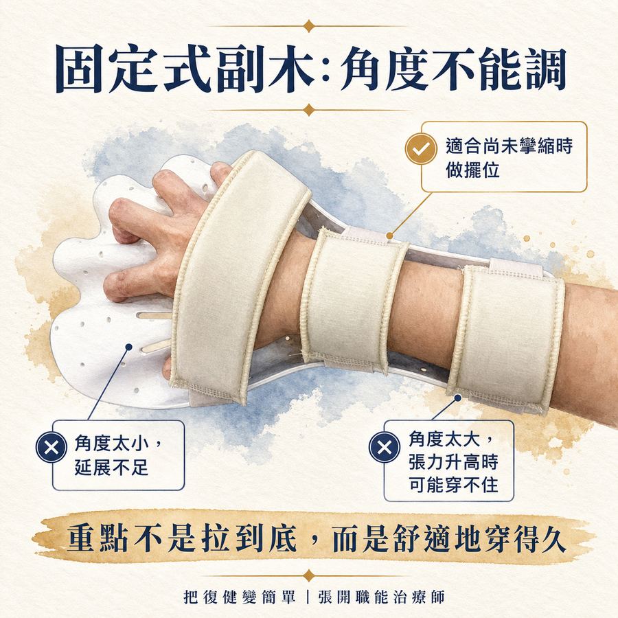 【中風復健】中風後手腳越來越緊怎麼辦?〡關節攣縮的原因、預防與治療完整指南 8 固定式手部副木的特色與角度限制
