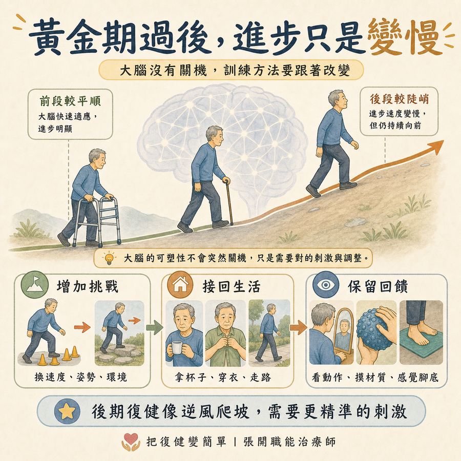 【中風復健】中風復健黃金期過了怎麼辦?〡10 個打破復健卡關的方法 3 中風復健黃金期過後,患者在治療師引導下重新面對復健挑戰