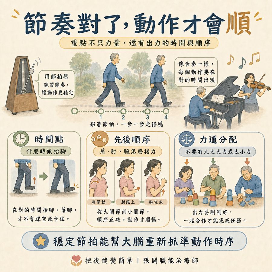 【中風復健】中風復健黃金期過了怎麼辦?〡10 個打破復健卡關的方法 8 節奏訓練用節拍、步態與合奏比喻幫助身體找回動作協調