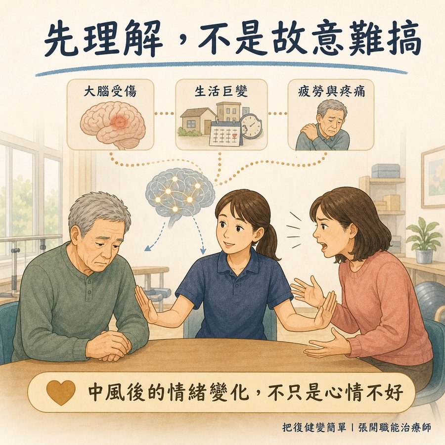 【中風心理】中風後情緒障礙怎麼辦?〡五種症狀辨識、七個照顧建議與治療選項完整指南 3 中風後情緒變化可能來自大腦受傷、生活巨變與疲勞