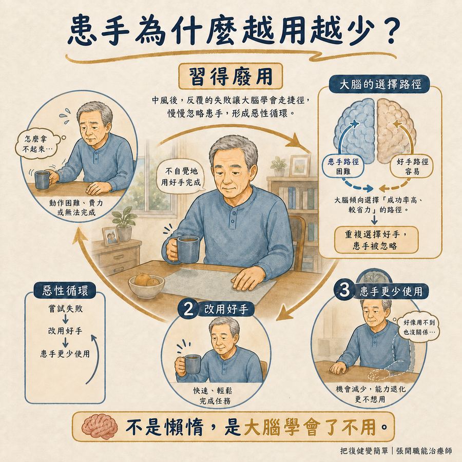 【中風復健】實證最有效的中風復健方法〡侷限誘發療法(CIMT)完整指南 3 中風後患手因習得廢用而越用越少