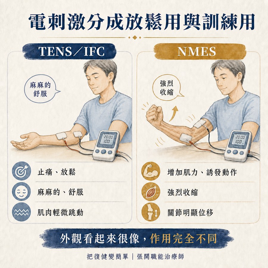 【中風復健】中風後手腳虛弱無力怎麼辦?|肌肉神經電刺激 NMES 幫你找回動作 3 TENS 放鬆電刺激與 NMES 動作訓練的用途差異