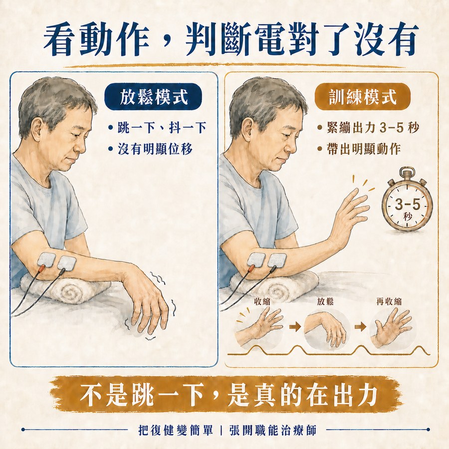 【中風復健】中風後手腳虛弱無力怎麼辦?|肌肉神經電刺激 NMES 幫你找回動作 4 從肌肉收縮型態判斷電刺激是否用對