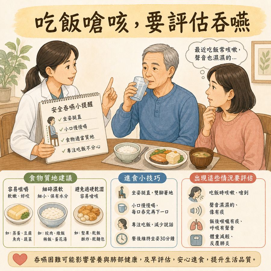 【中風復健】家人中風後第一次回診,該問什麼?〡給家屬的復健提問清單 9 語言治療師提醒中風後吃飯嗆咳需要評估吞嚥
