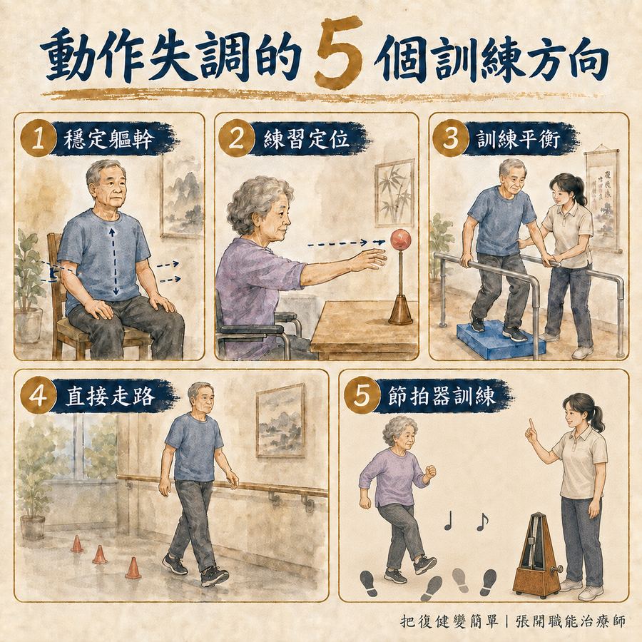 【中風復健】中風後動作失調怎麼辦?〡走路不穩、手腳不準的 5 個訓練原則 6 動作失調的五個訓練方向