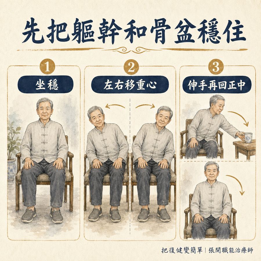 【中風復健】中風後動作失調怎麼辦?〡走路不穩、手腳不準的 5 個訓練原則 7 穩定軀幹與骨盆的三個練習步驟